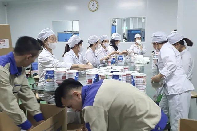 Hai Ông Chủ Đường Dây Sữa Bột Giả Chi 150.000 Usd Để "chạy Án", Nhưng Bị Lừa Mất Tiền Hình ảnh công nhân đang đóng gói thành phẩm sữa bột giả, chuẩn bị đưa ra thị trường.